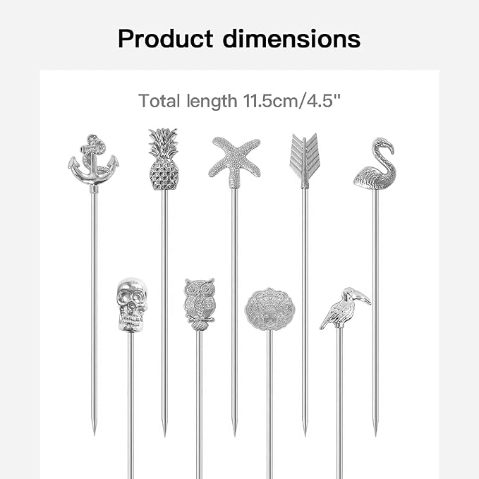 Martini Cocktail Picks Reusable Olive Picks Garnish Skewer Fruit Toothpicks Set - Image 2