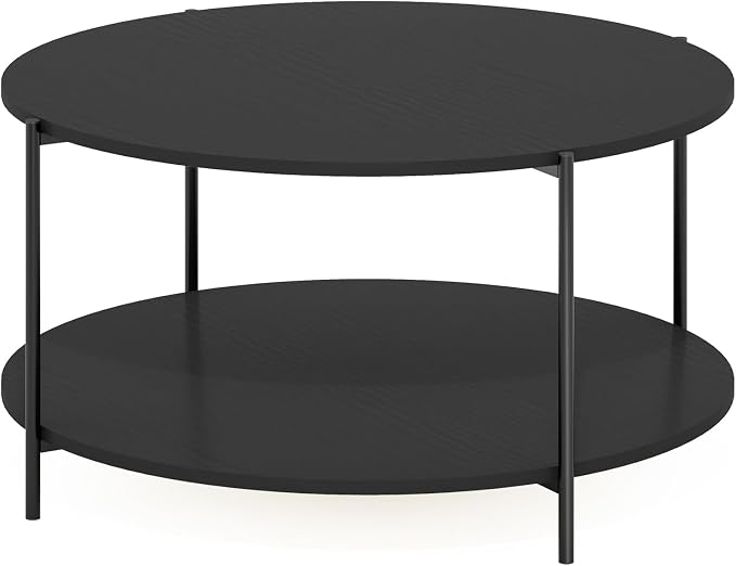 Furinno BESI Coffee Table, 2-Tier Round Modern Coffee Table - Image 4