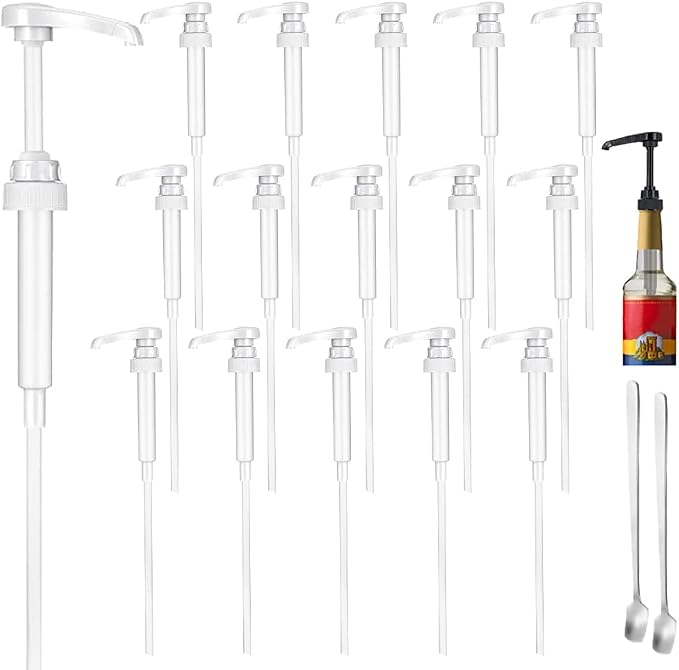 16 Packs White Coffee Syrup Pump Dispenser, Compatible by DupakSYS