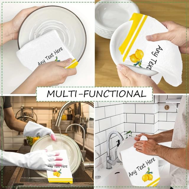Custom Lemon Kitchen Towel 2-Pack Set, Design Your Own Text One Side, Custom - Image 5