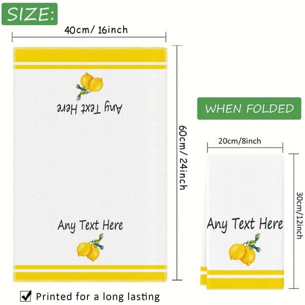 Custom Lemon Kitchen Towel 2-Pack Set, Design Your Own Text One Side, Custom - Image 7