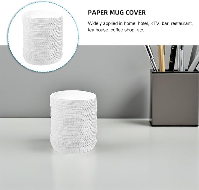 Baluue 100Pcs Disposable Paper Cup Covers 2.55 Inch Hot Cup Lids Drinking Lids - Image 2