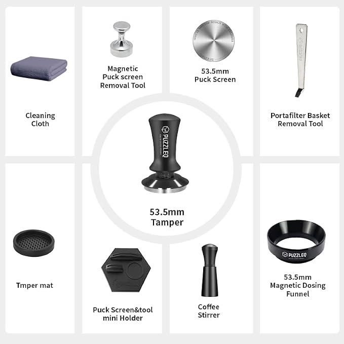 54mm Espresso Accessories Kit, Spring Loaded Calibrated Tamper, mat，WDT - Image 2