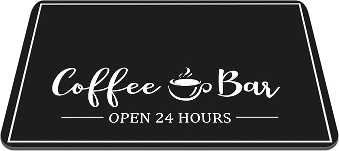 Queekay Coffee Bar Mat for Counter 24" x 16" Absorbent Dish Drying Mat for by Queekay