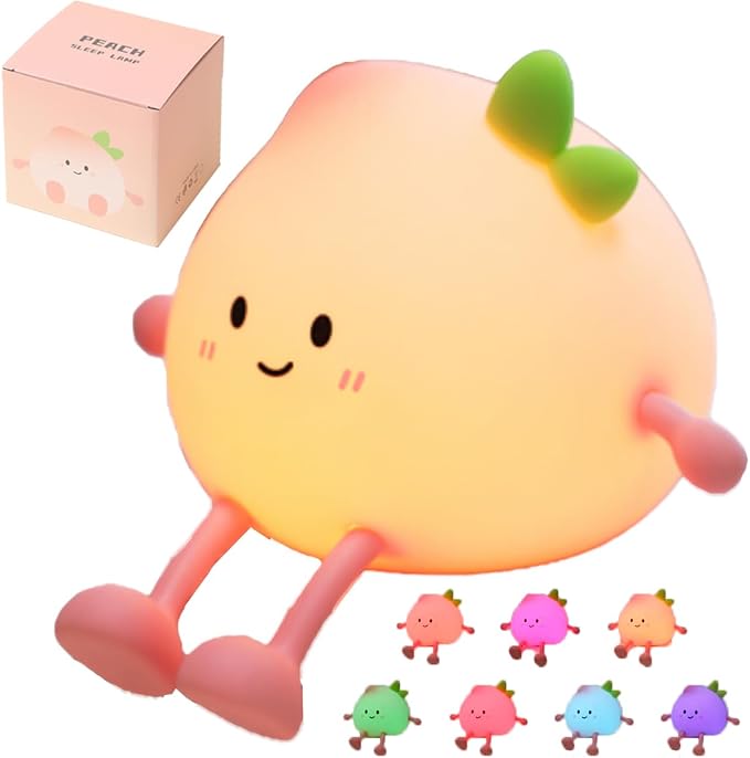 Peach Night Light for Adults Kids, Cute Silicone Dimmable Sleeping and by LMFUEN