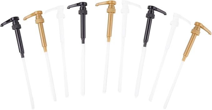 9 Pack Mixed Color Coffee Syrup Pumps, Syrup Dispensers by Unknown