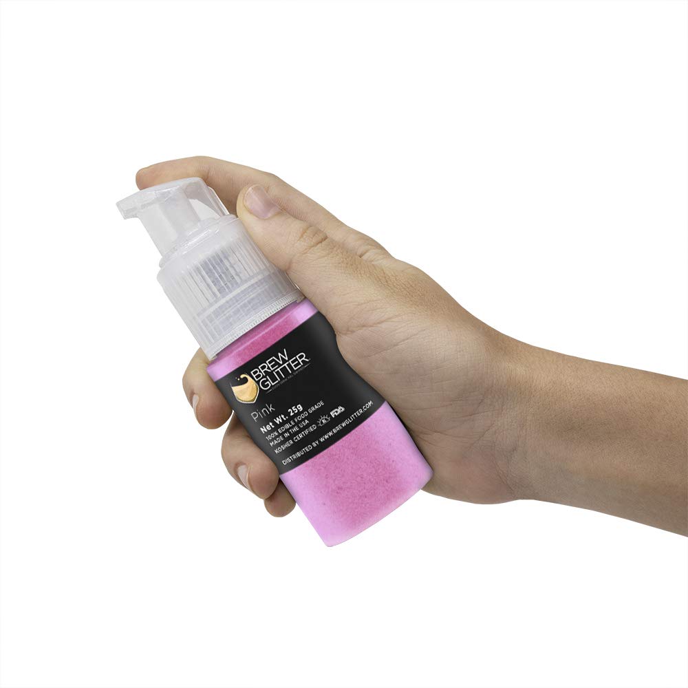 Brew Glitter - Pink (25g 1x Pump) 100% Edible Glitter For Drinks, Cocktails, Beer & Beverages