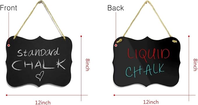 Wooden Double Sided Hanging Chalkboard, Memo Message Board, Vintage Erasable - Image 2