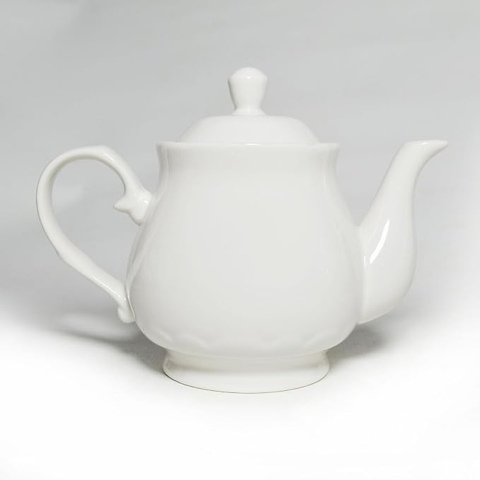 White Porcelain Teapot Set of 4, Small Lotus Tea Pot Coffee Tea Water Pot - Image 3