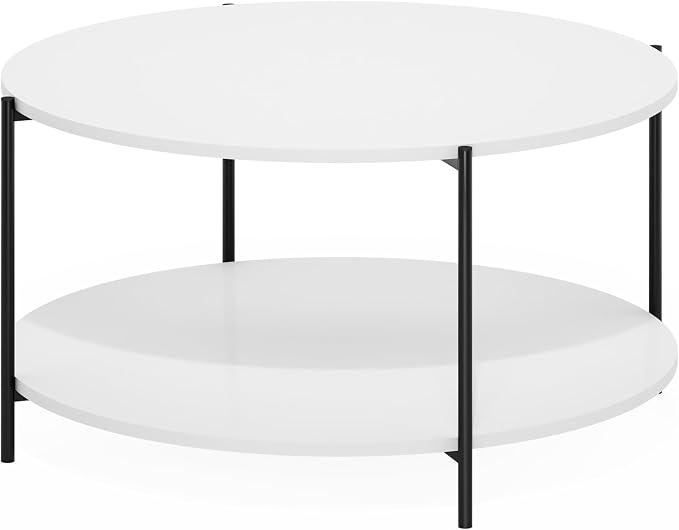 Furinno BESI Coffee Table, 2-Tier Round Modern Coffee Table - Image 4