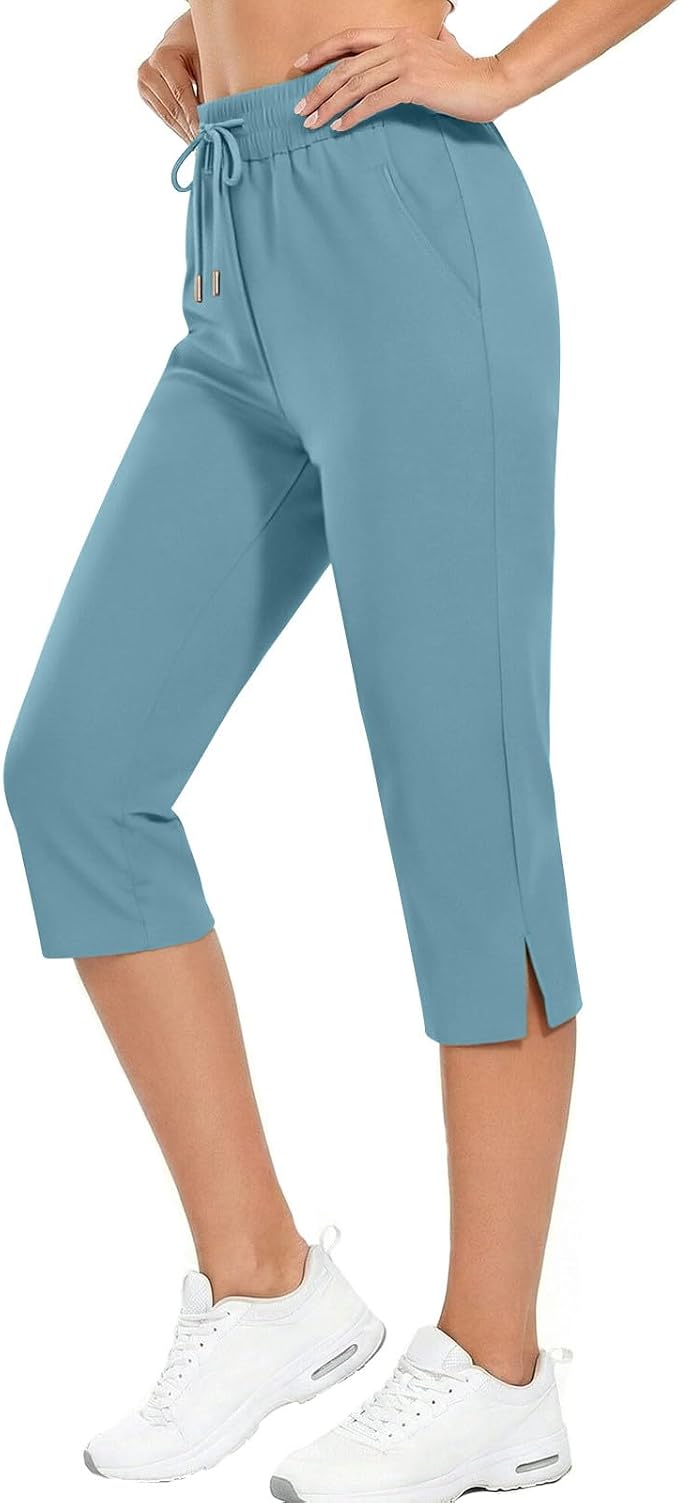 Capri Yoga Pants for Women Drawstring Elastic Waisted Trousers Summer Jogger - Image 7