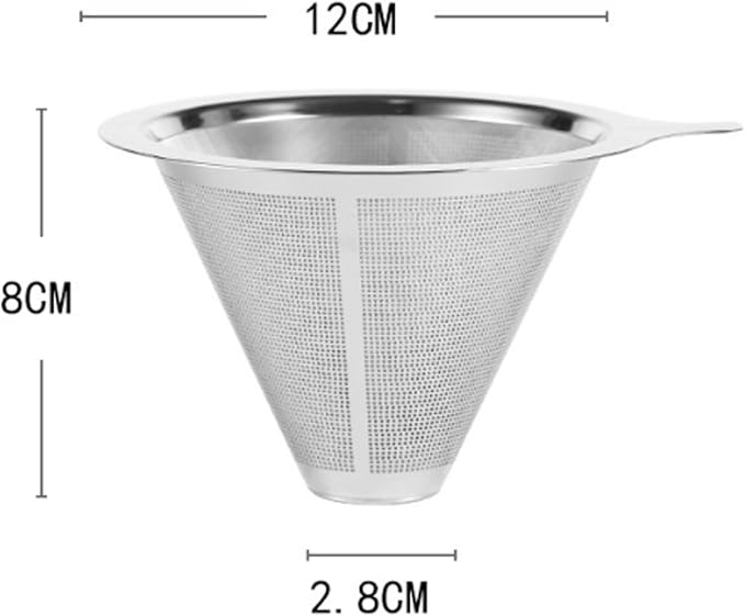 Pour Over Coffee Maker, Coffee Filter, Slow Drip Paperless Stainless Steel Cone - Image 7