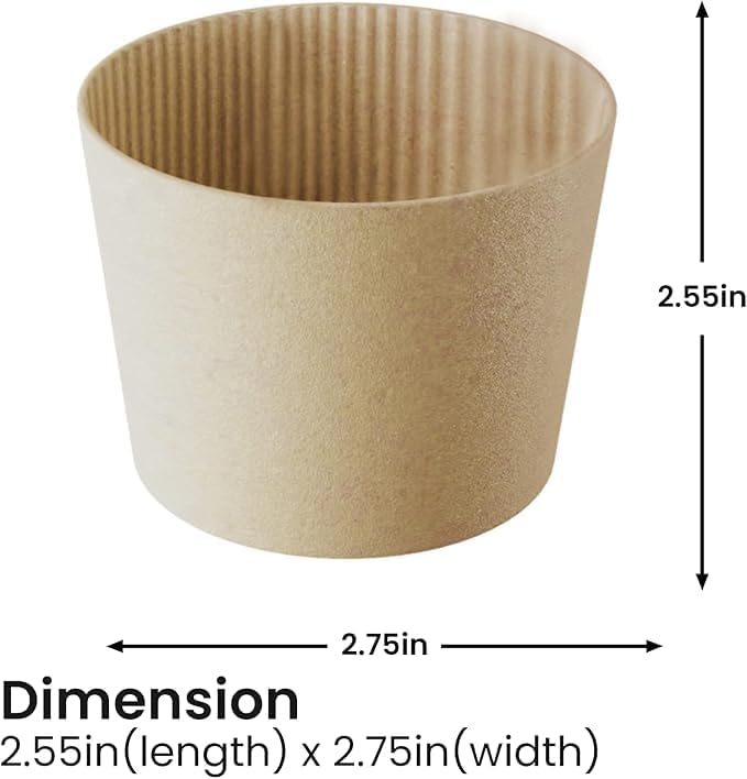Coffee Sleeves 2000 Pcs – Corrugated Brown Kraft Paper Cups Sleeves Fit 12oz - Image 2
