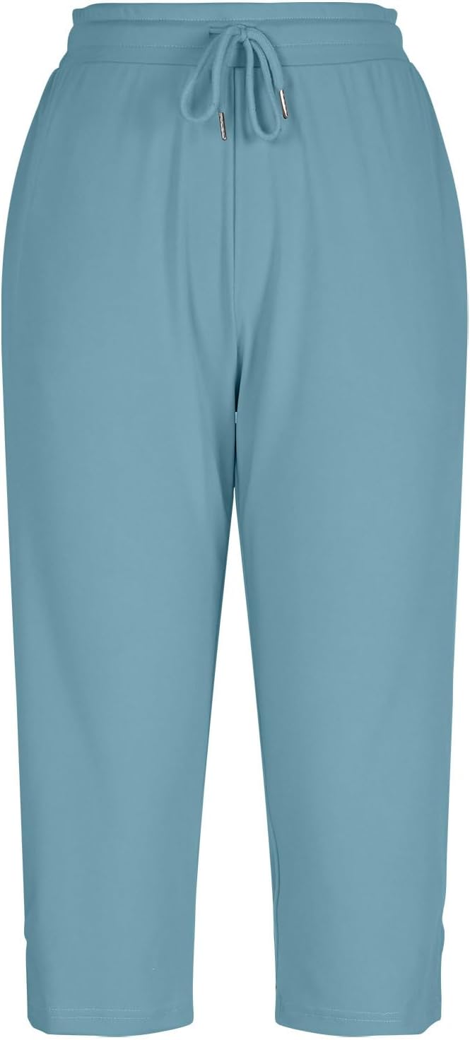 Capri Yoga Pants for Women Drawstring Elastic Waisted Trousers Summer Jogger - Image 6