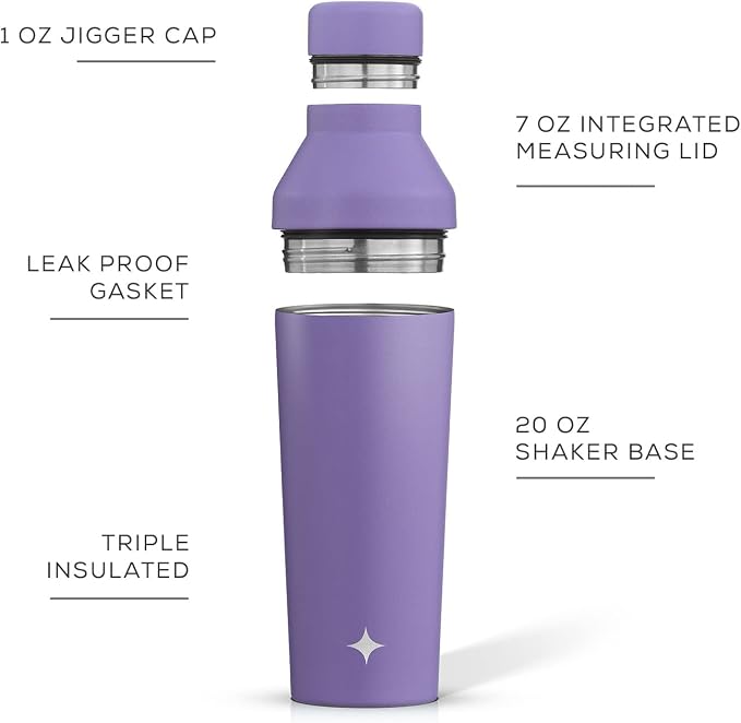 JoyJolt Triple Insulated Cocktail/Protein Shaker Bottle. 20oz Shaker Cup - Image 2
