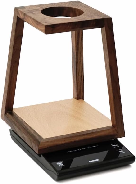 Minimalist Wooden Pour Over Coffee Dripper Stand – Walnut & Beech Wood – - Image 7
