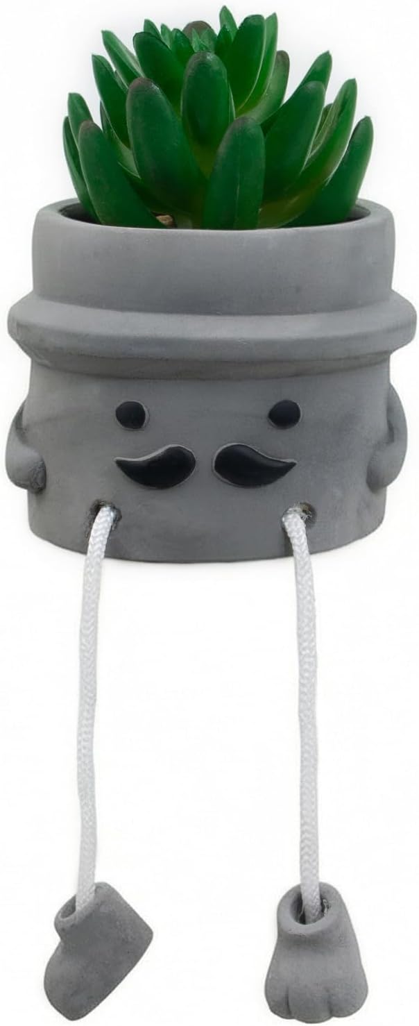 Cute Artificial Succulent Plant in Cement Pot by LUZOGA