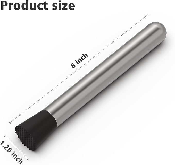 Ohtomber 8" Muddler for Cocktails, Stainless Steel Cocktail Drink Muddler - Image 2