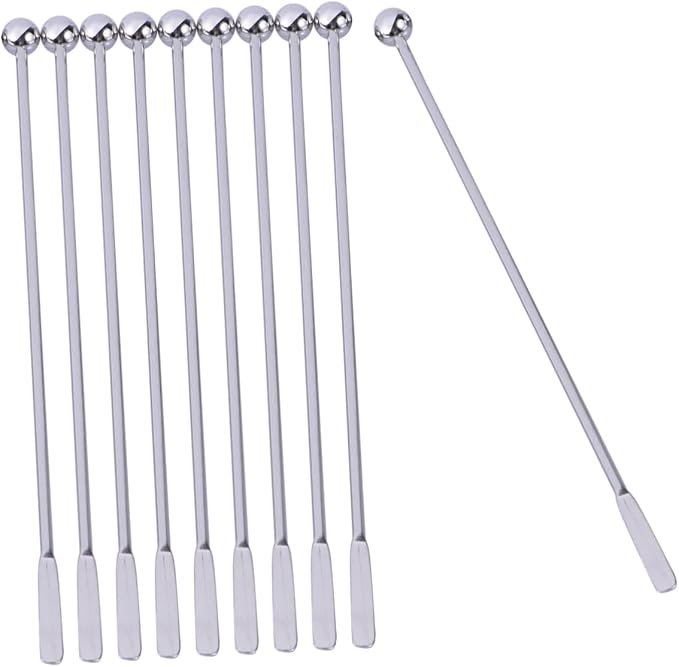 Luxshiny 10pcs Stainless Steel Cocktail Mixing Stirrers Drinks Coffee and by Luxshiny