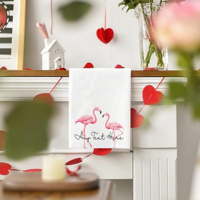 Custom Flamingo Kitchen Towel 2-Pack Set, Design Your Own Text One Side - Image 3