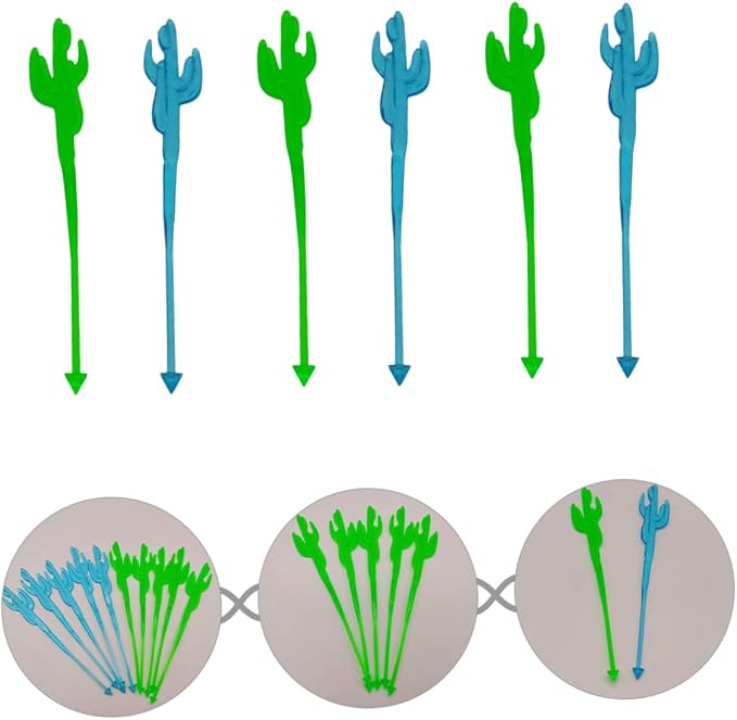 DECHOUS Cactus Design Cocktail Swizzle Sticks 40pcs Disposable Drink Stir Sticks - Image 4