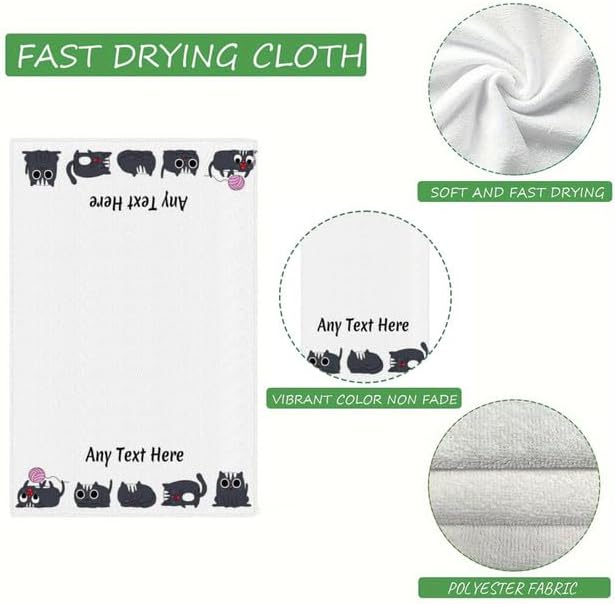 Custom Cat Kitchen Towel 2-Pack Set, Design Your Own Text One Side, Custom - Image 6