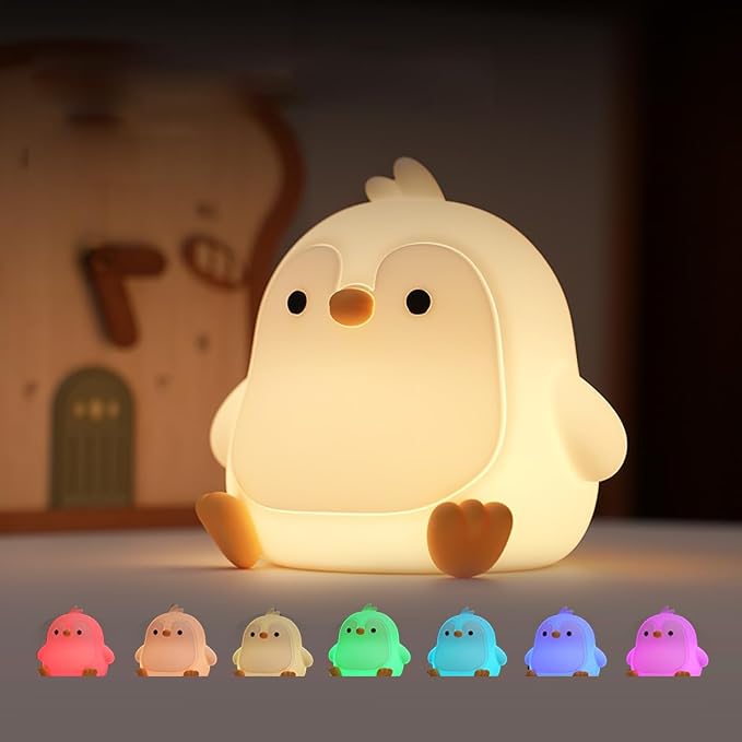 Penguin Night Light for Adults, Dimmable Cute Silicone Animal Nightlight by LMFUEN