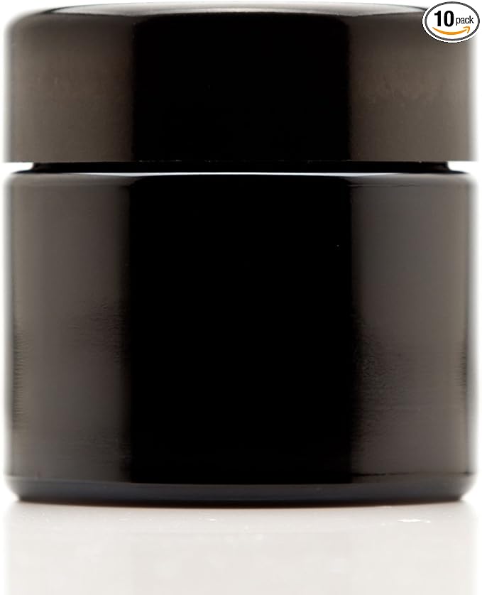 Infinity Jars Classic Black Glass Jar 100 ml Ultraviolet Airtight Smell Proof by InfinityJars