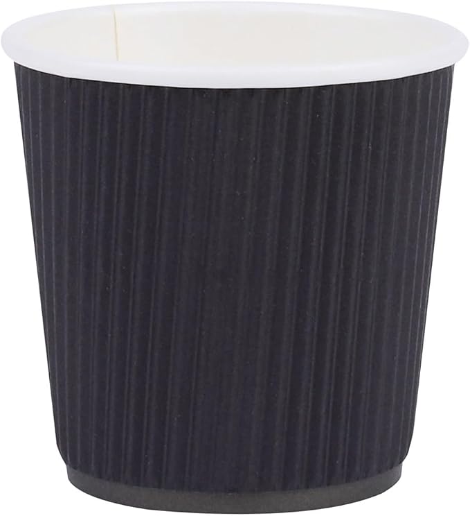 Restaurantware Black Ripple Wall Cups 25 Count 4 Ounce Paper Non-Slip Grip - Image 2