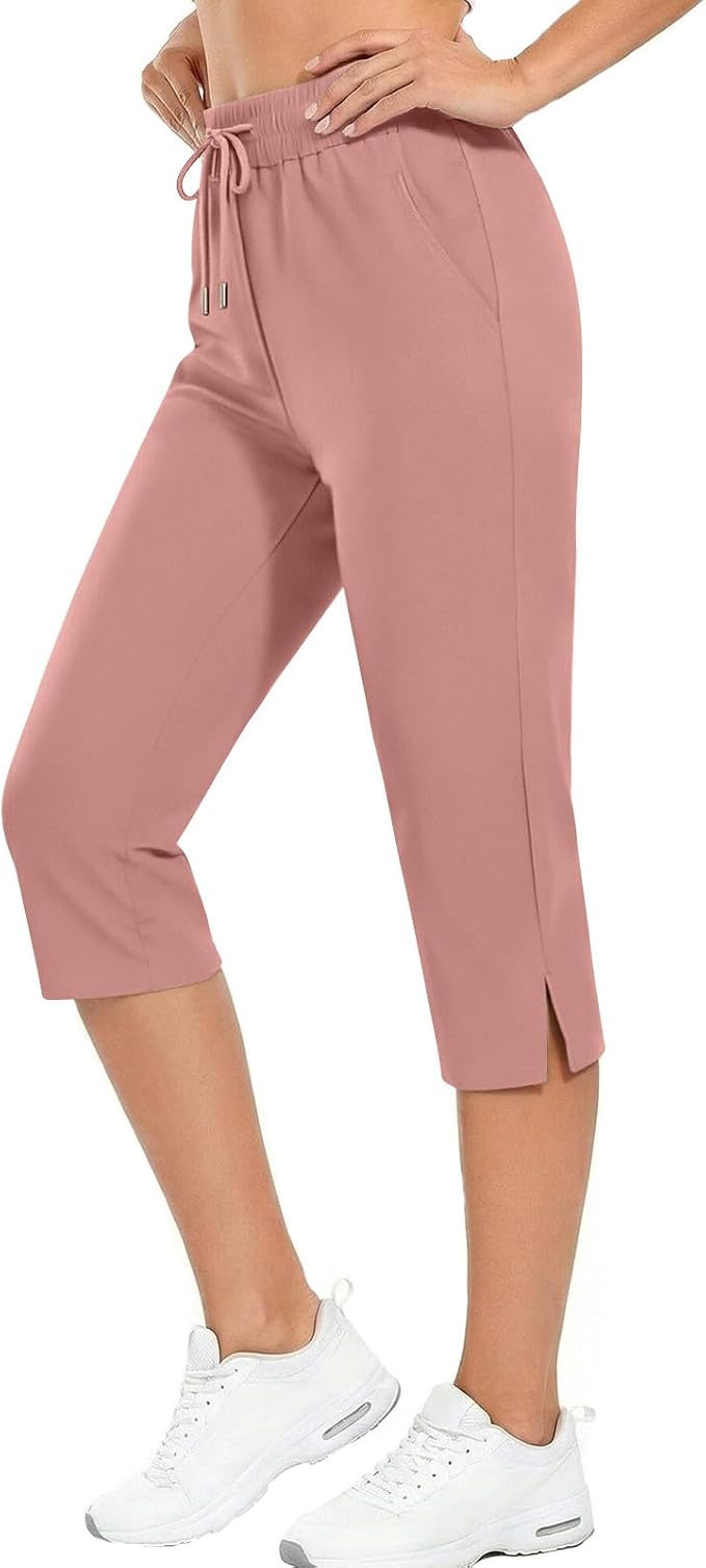 Capri Yoga Pants for Women Drawstring Elastic Waisted Trousers Summer Jogger - Image 7