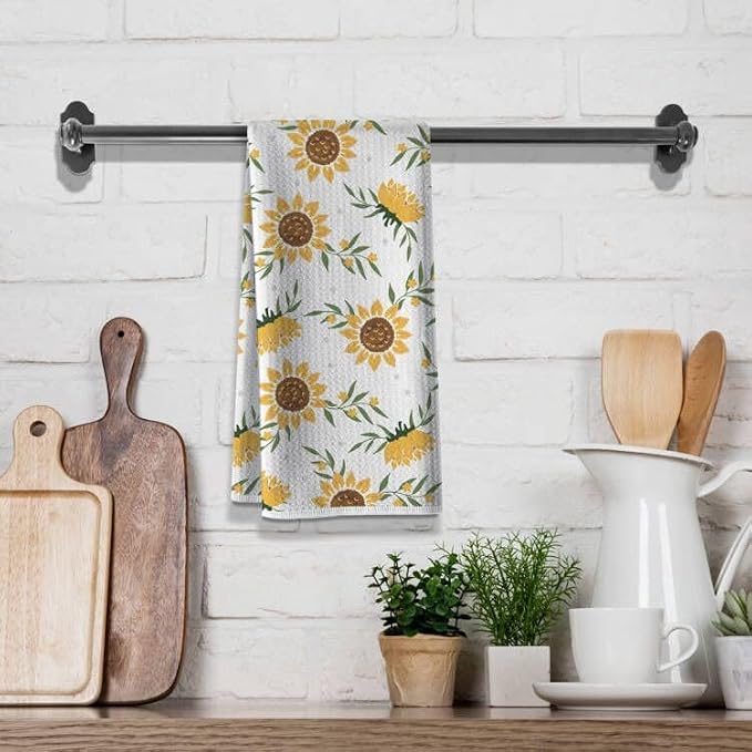 Sunny Kitchen Towels for Mom-Sunflower Absorbent Microfiber Dish Towel - Image 3