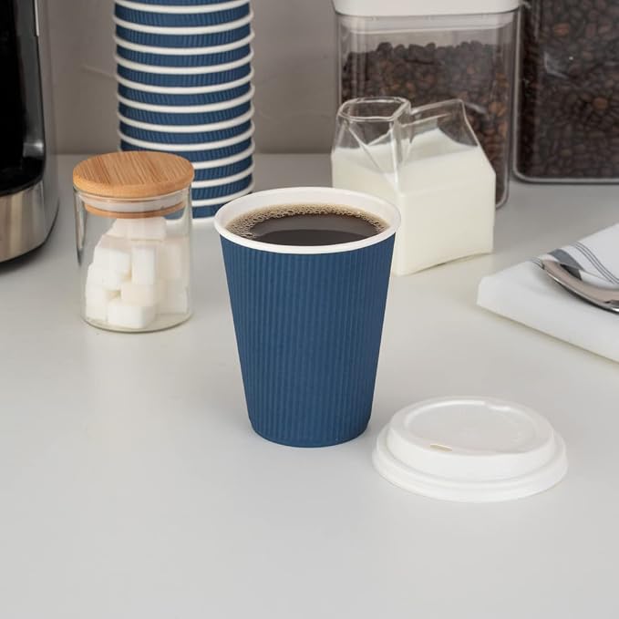 Restaurantware Ripple Wall Coffee Cups 25 Count 12 Ounce Insulated Midnight - Image 7