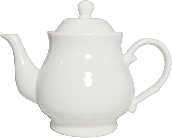 White Porcelain Teapot Set of 4, Small Lotus Tea Pot Coffee Tea Water Pot - Image 2