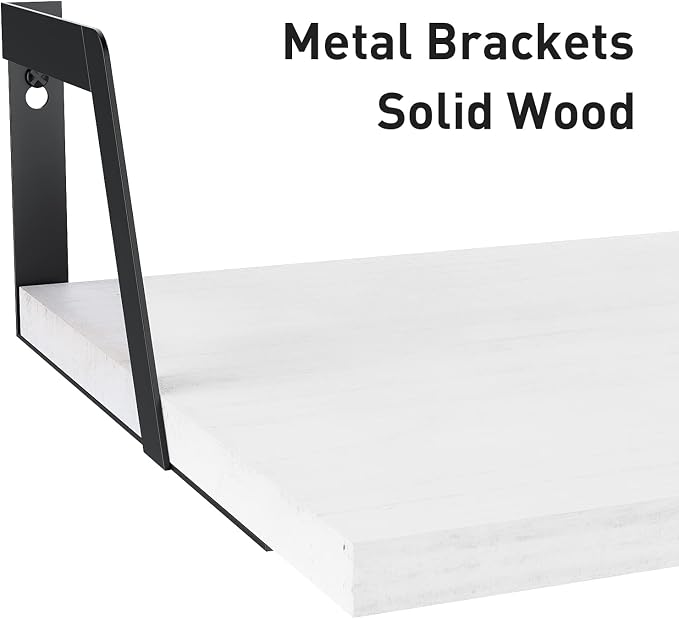 SRIWATANA Floating Shelves Wall Mounted Set of 2 Rustic Wood Shelves - Image 6