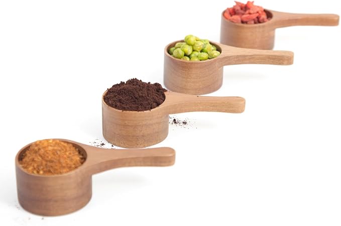 40 ml 4 Pack Acacia Wood Coffee Scoops, Small Wooden Coffee Spoons by MornHalo
