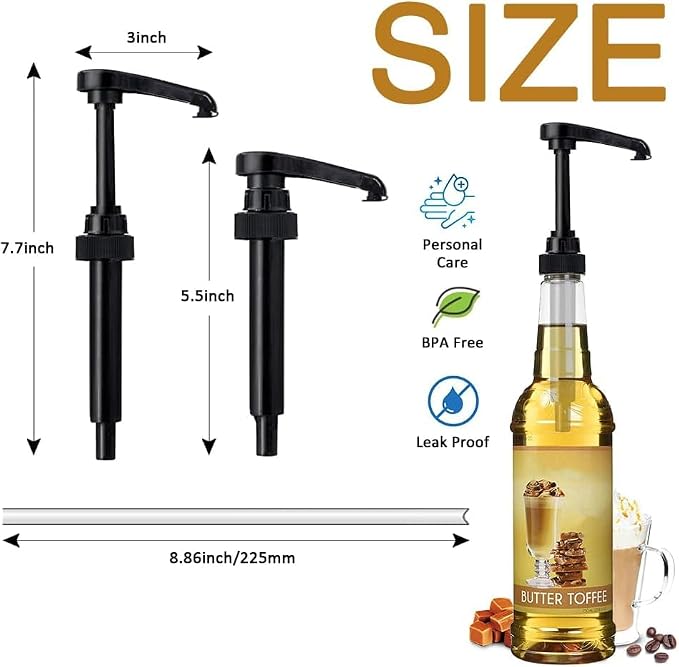 4 pcs Black Syrup Pumps with Cap to Avoid Dripping, Leak Proof Coffee Syrup - Image 2