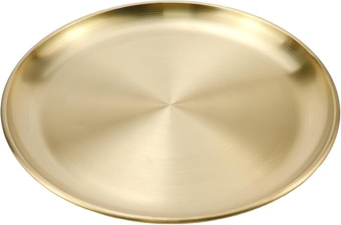 Antrader Round Gold Tray, Stainless Steel Tray by Antrader