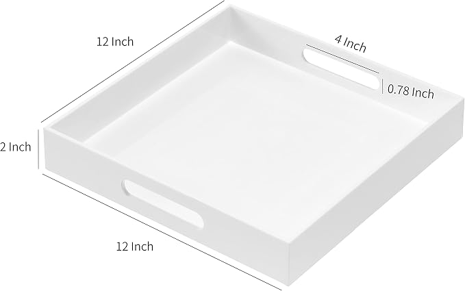 Glossy White Acrylic Serving Tray - Image 2