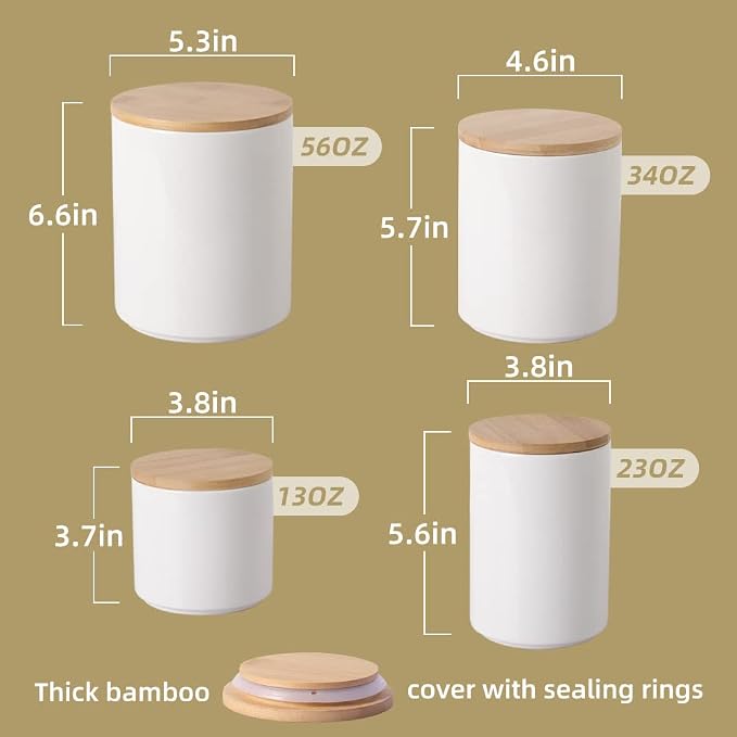 Sweejar Kitchen Canisters Ceramic Food Storage Jar Set, Stackable Containers - Image 3