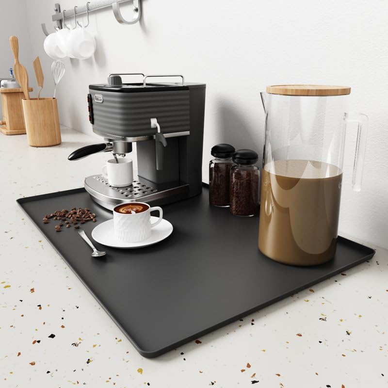 Coffee Mat, Bar Mat for Kitchen Counter, 16"x24" Kitchen Coffee Bar Pad, Anti-Slip, Heat Resistant Pad for Espresso Machines, Dinner Plates, Ice Cream Machines, Espresso Accessory