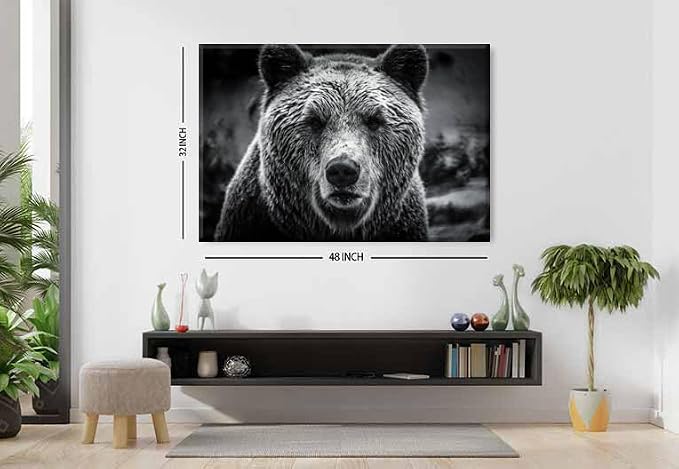 Bear Pictures Wall Decor Black and White Animal Canvas Wall Art - Image 5