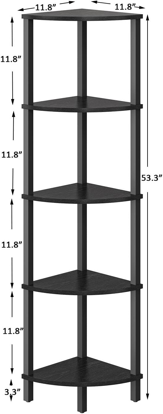 VIMBER Corner Shelf, 5-Tier Corner Bookshelf, Industrial Corner Ladder Shelf - Image 3