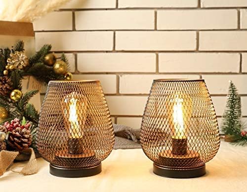 JHY DESIGN Set of 2 Metal Cage LED Lantern Battery Powered Cordless Accent Light - Image 7