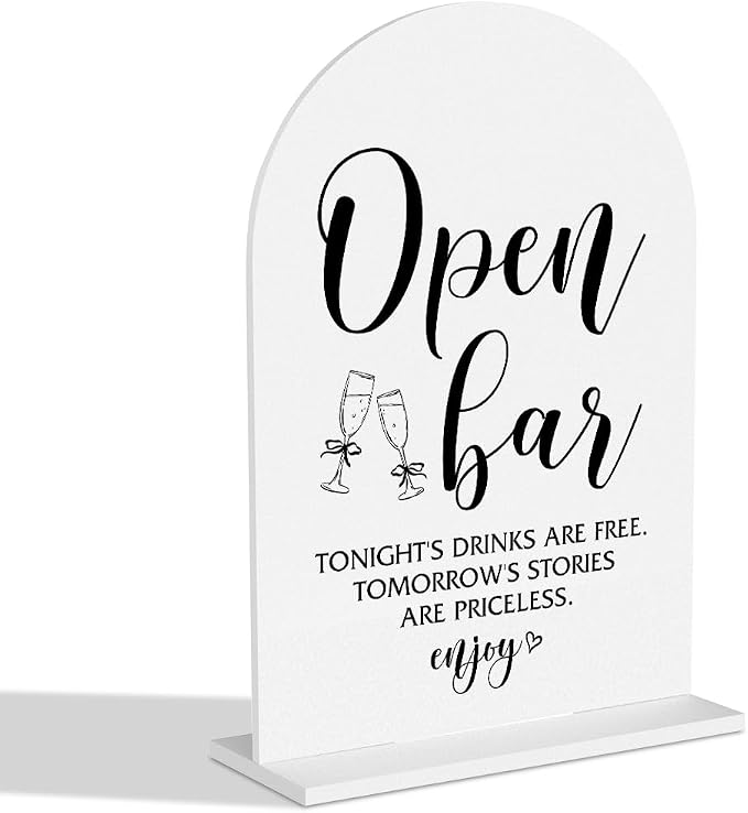 Open Bar Sign Wedding Signage Minimalist Style Bar Sign by Unknown