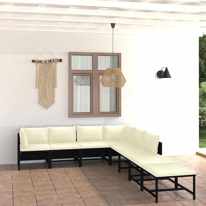 8 Piece Patio Lounge Set with Cushions, Modular Poly Rattan Outdoor Furniture - Image 2