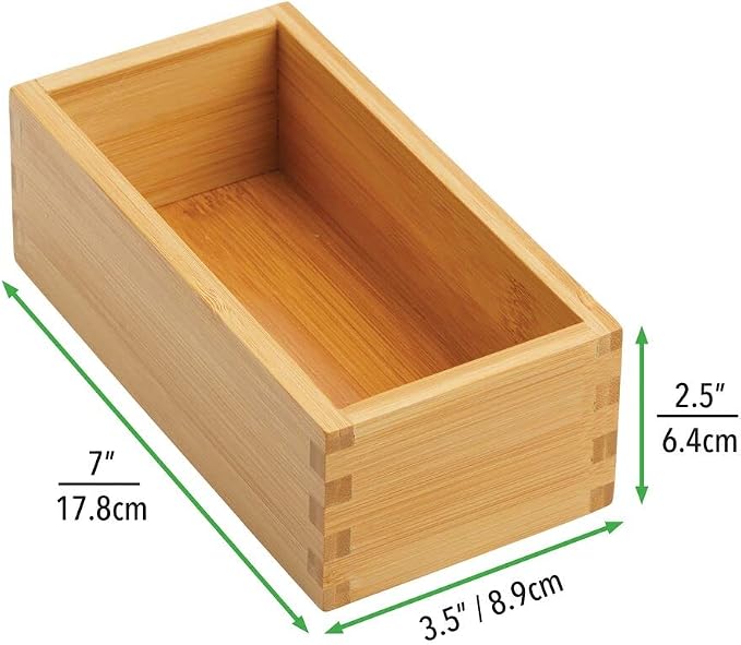 mDesign Bamboo Storage Bin Container, Drawer Organizer Crate Boxes - Image 6