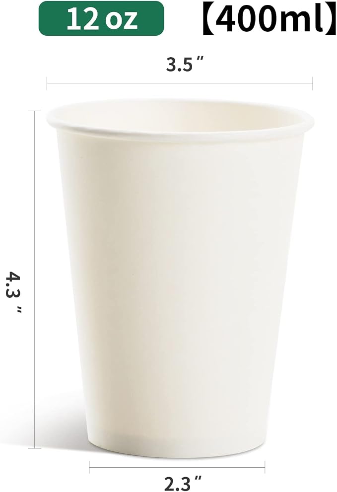 RACETOP Hot Paper Coffee Cups 12 oz, Disposable Coffee Cups 12 oz, Upgraded - Image 6