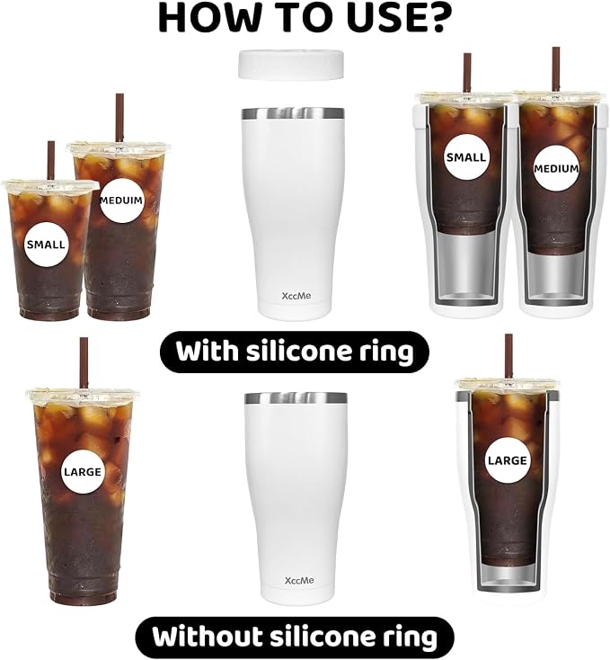 Universal Iced Coffee Sleeve, 32oz Double Wall Stainless Steel Insulator Fits - Image 2