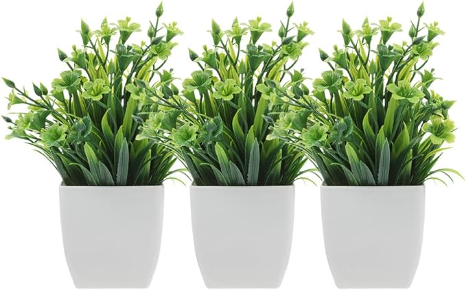 PRETYZOOM 3pcs Small Artificial Potted Plants Faux Greenery Set by PRETYZOOM