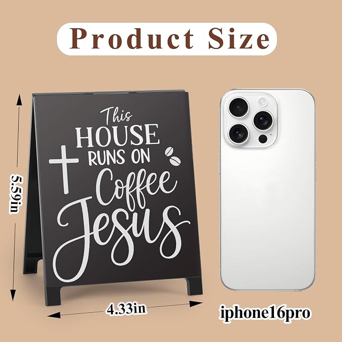 On Coffee Jesus Funny Desk Sign Bar Room Decor Home Office Kitchen Shelf - Image 2